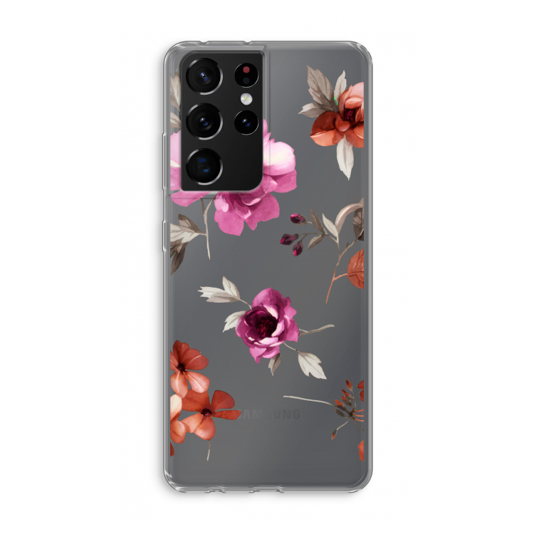 Geschilderde bloemen: Samsung Galaxy S21 Ultra Transparant Hoesje