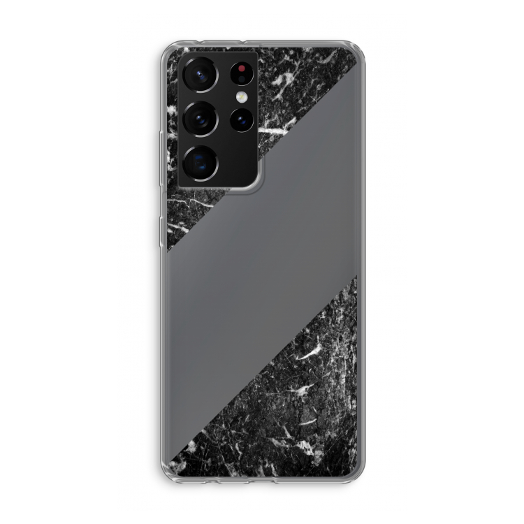 Zwart marmer: Samsung Galaxy S21 Ultra Transparant Hoesje