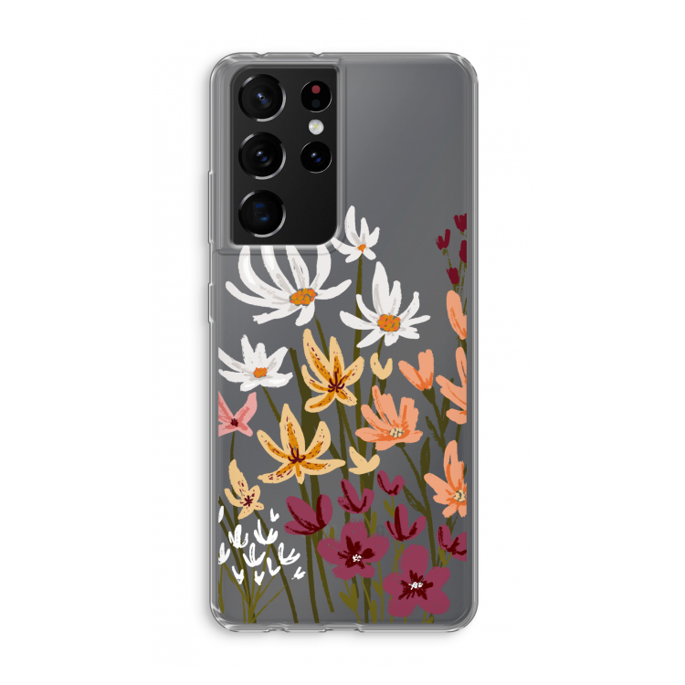 Painted wildflowers: Samsung Galaxy S21 Ultra Transparant Hoesje