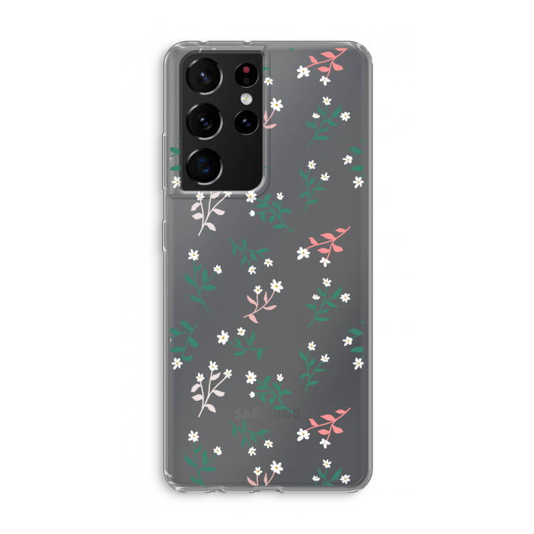 Small white flowers: Samsung Galaxy S21 Ultra Transparant Hoesje