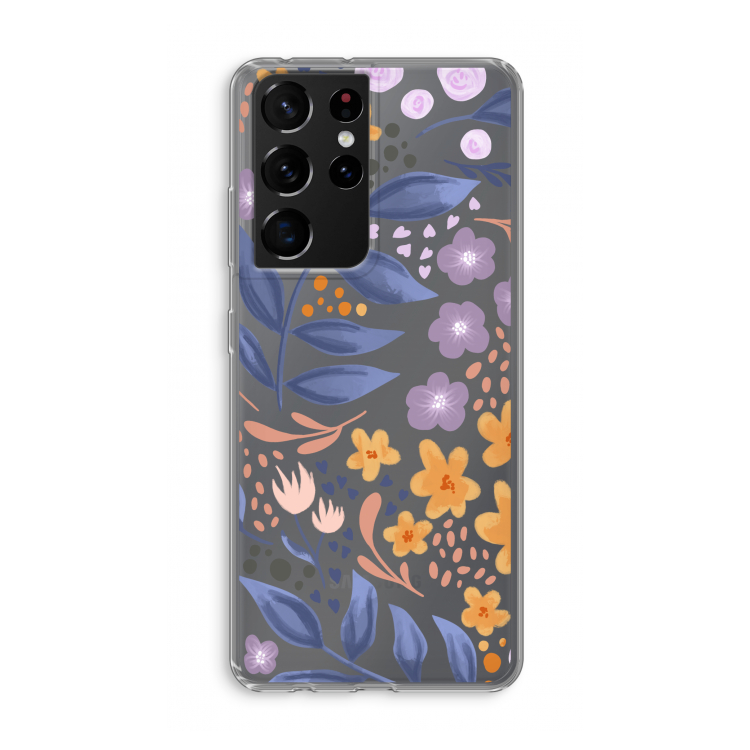 Flowers with blue leaves: Samsung Galaxy S21 Ultra Transparant Hoesje