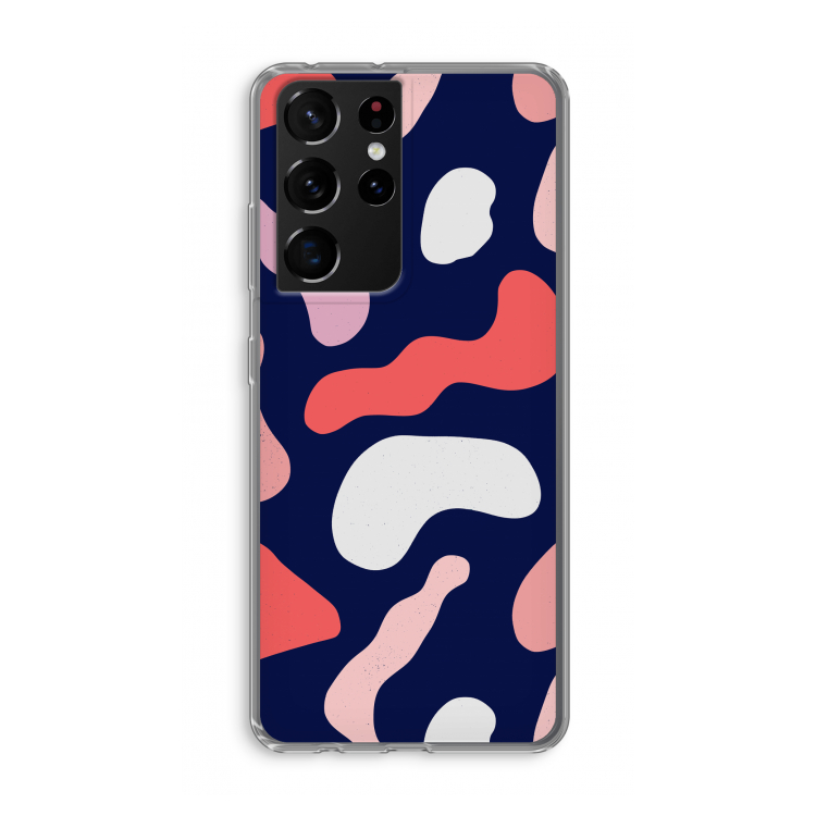 Memphis Shapes Pink: Samsung Galaxy S21 Ultra Transparant Hoesje