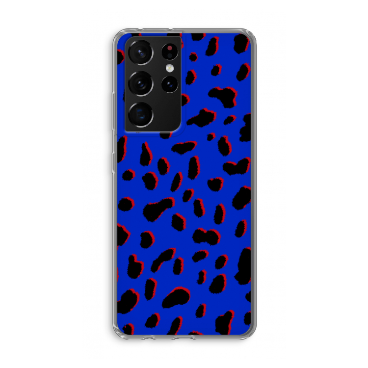 Blue Leopard: Samsung Galaxy S21 Ultra Transparant Hoesje