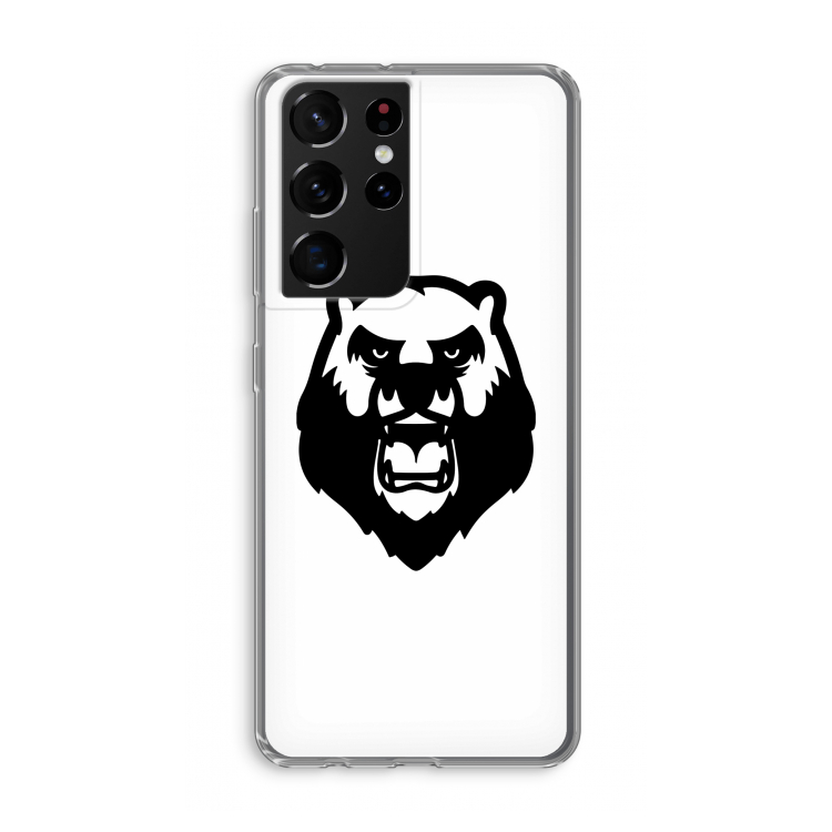 Angry Bear (white): Samsung Galaxy S21 Ultra Transparant Hoesje