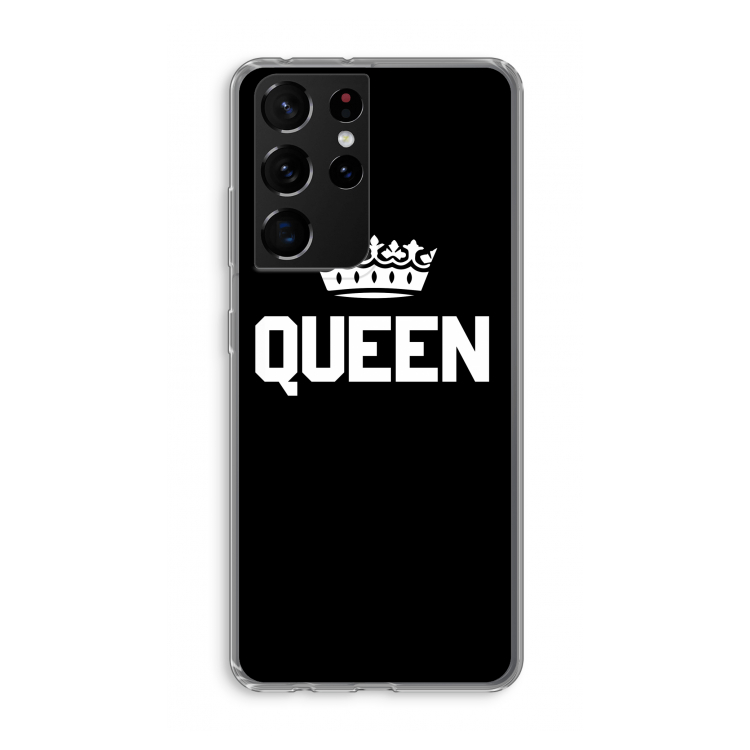 Queen zwart: Samsung Galaxy S21 Ultra Transparant Hoesje