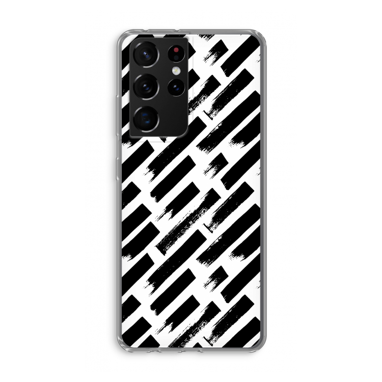 Zwarte vegen: Samsung Galaxy S21 Ultra Transparant Hoesje
