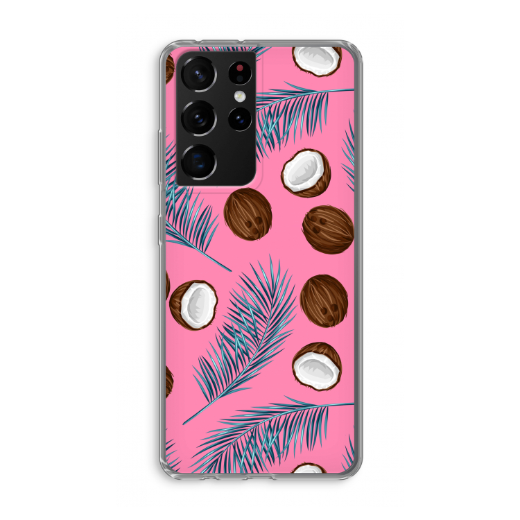 Kokosnoot roze: Samsung Galaxy S21 Ultra Transparant Hoesje