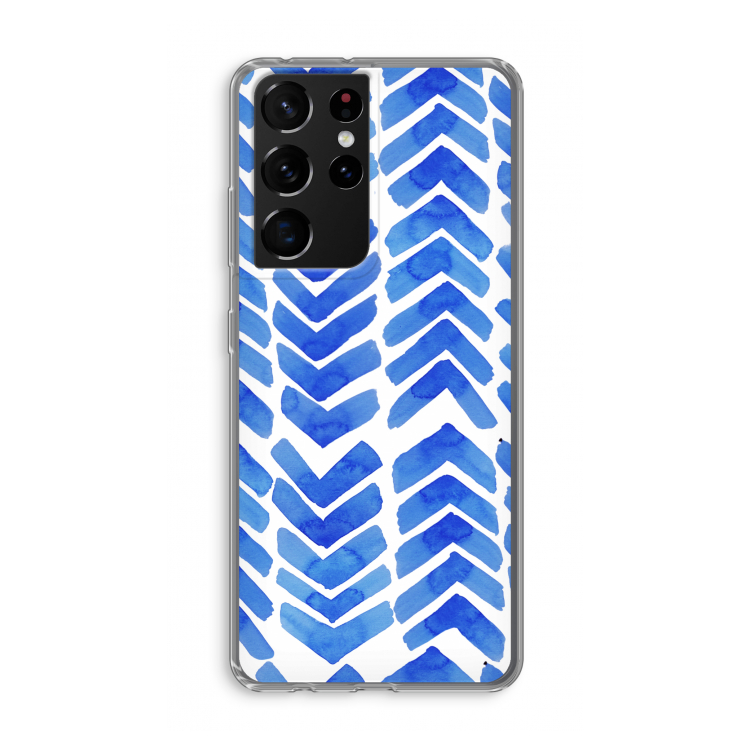 Blauwe pijlen: Samsung Galaxy S21 Ultra Transparant Hoesje