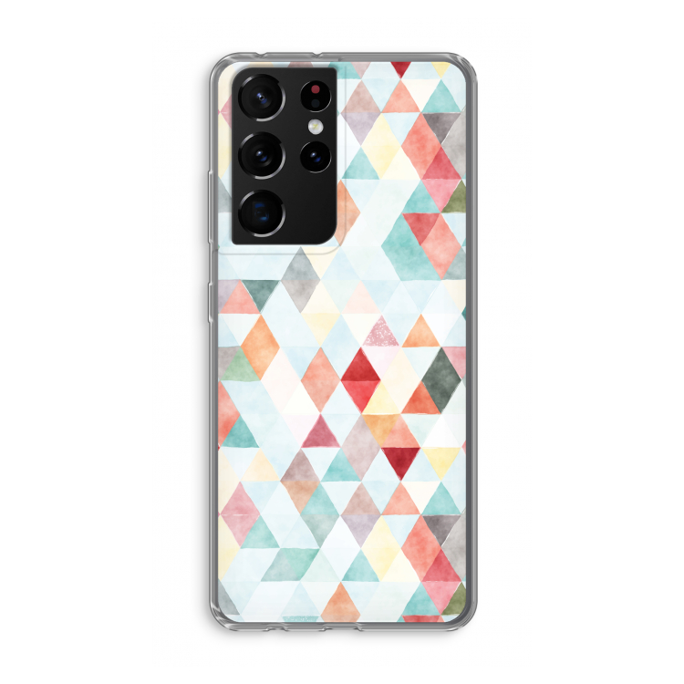 Gekleurde driehoekjes pastel: Samsung Galaxy S21 Ultra Transparant Hoesje