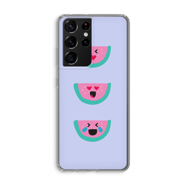 Smiley watermeloen: Samsung Galaxy S21 Ultra Transparant Hoesje