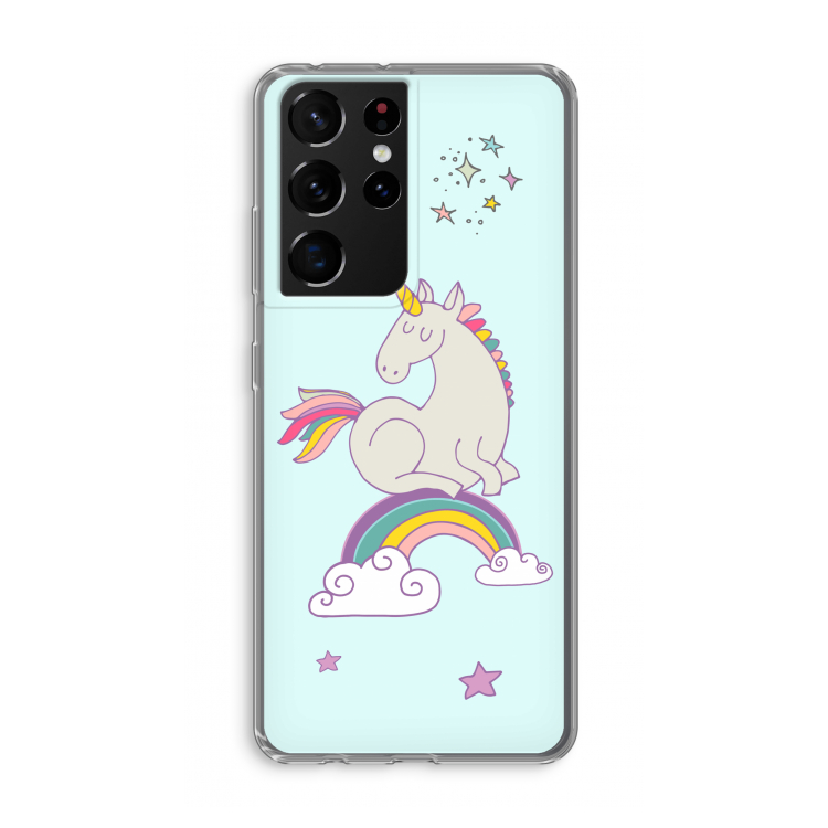 Regenboog eenhoorn: Samsung Galaxy S21 Ultra Transparant Hoesje