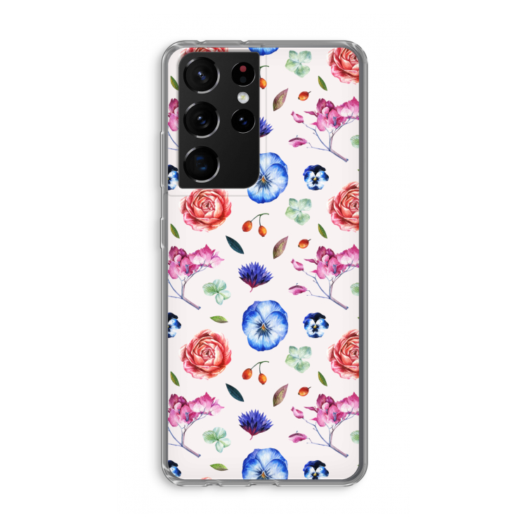 Bloemetjes: Samsung Galaxy S21 Ultra Transparant Hoesje