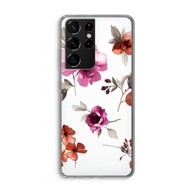 Geschilderde bloemen: Samsung Galaxy S21 Ultra Transparant Hoesje