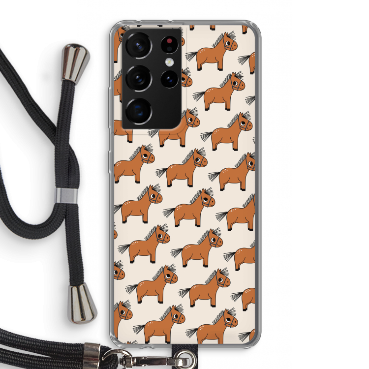 Pony: Samsung Galaxy S21 Ultra Transparant Hoesje met koord
