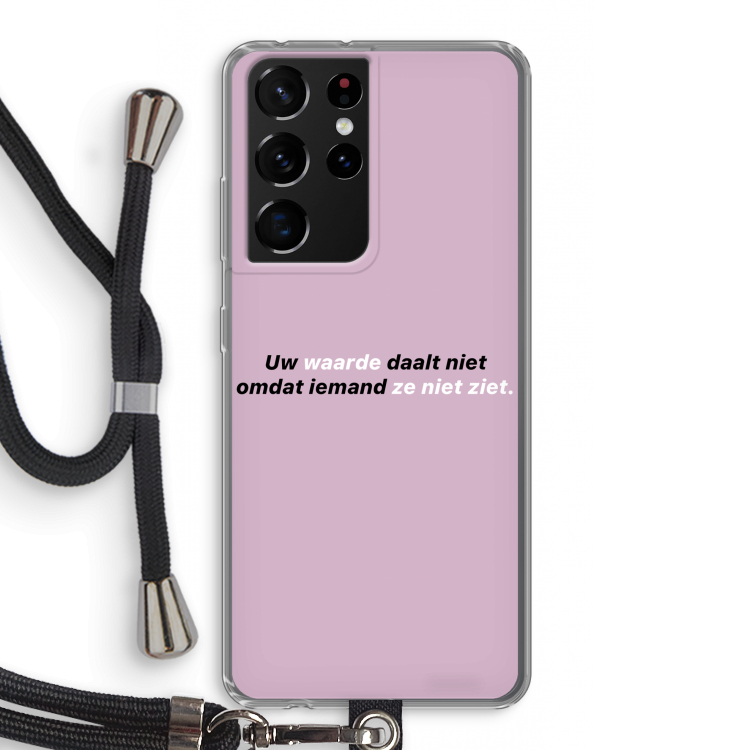 uw waarde daalt niet: Samsung Galaxy S21 Ultra Transparant Hoesje met koord