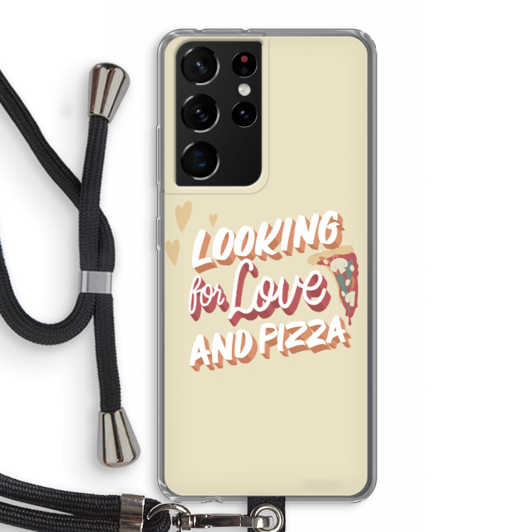Pizza is the answer: Samsung Galaxy S21 Ultra Transparant Hoesje met koord