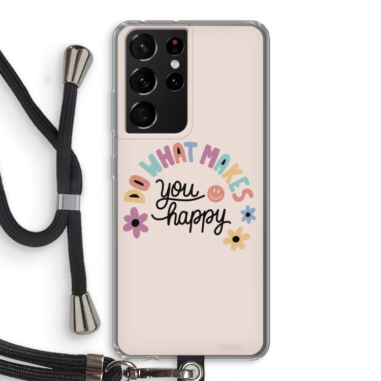 Happy days: Samsung Galaxy S21 Ultra Transparant Hoesje met koord