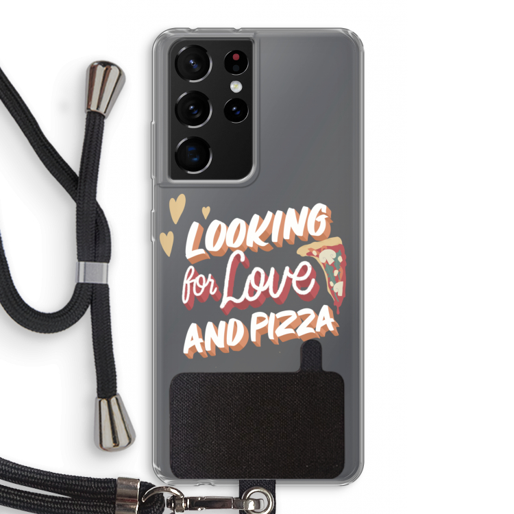 Pizza is the answer: Samsung Galaxy S21 Ultra Transparant Hoesje met koord