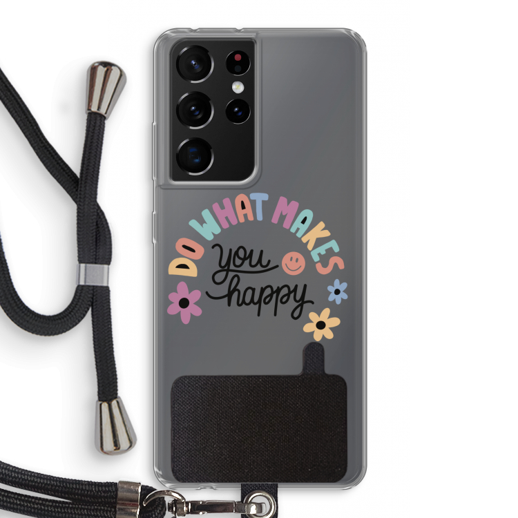 Happy days: Samsung Galaxy S21 Ultra Transparant Hoesje met koord