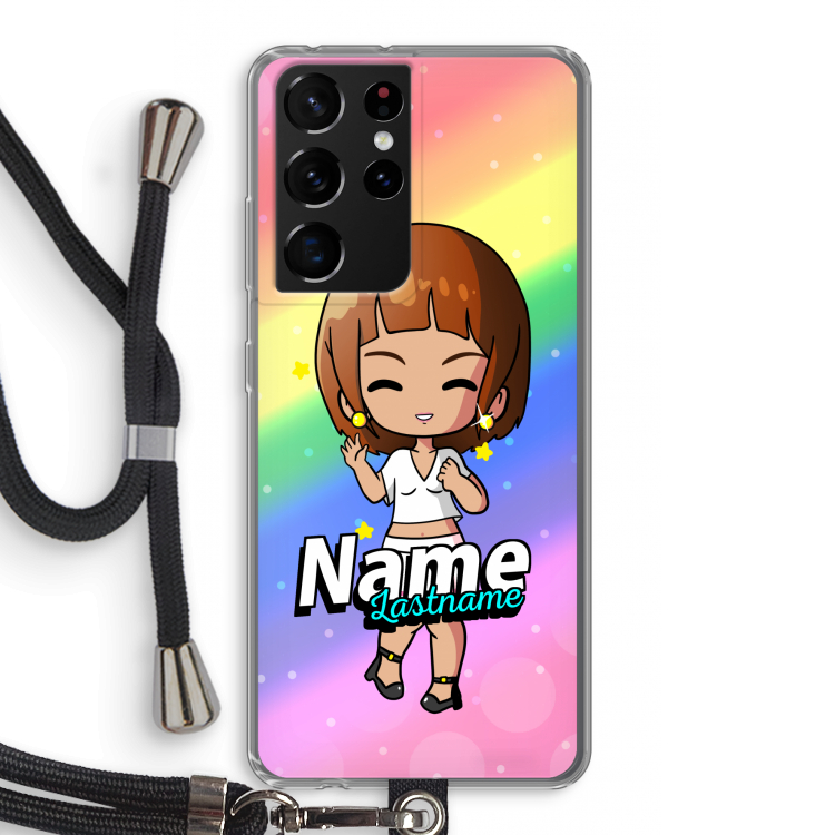 Chibi Maker vrouw: Samsung Galaxy S21 Ultra Transparant Hoesje met koord
