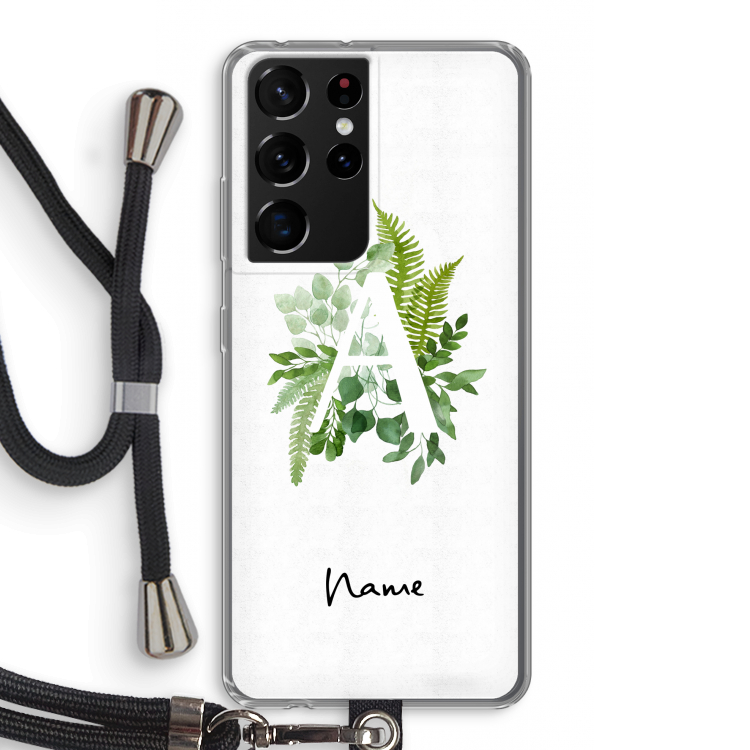 Green Brush: Samsung Galaxy S21 Ultra Transparant Hoesje met koord