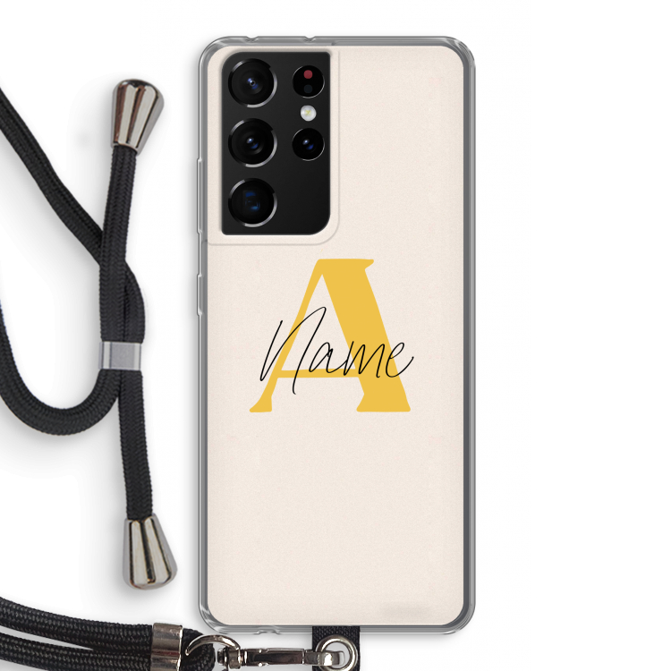 Amber Script: Samsung Galaxy S21 Ultra Transparant Hoesje met koord