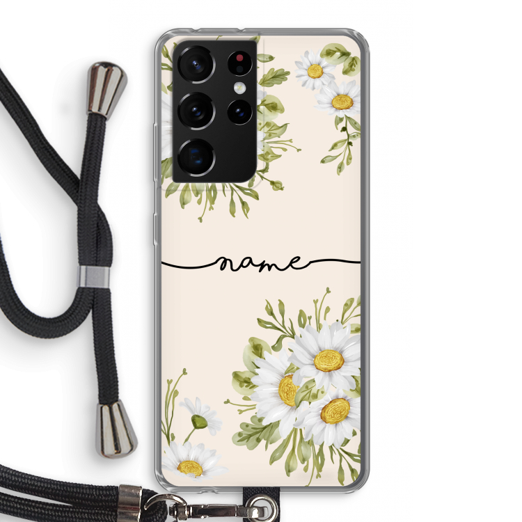 Daisies: Samsung Galaxy S21 Ultra Transparant Hoesje met koord