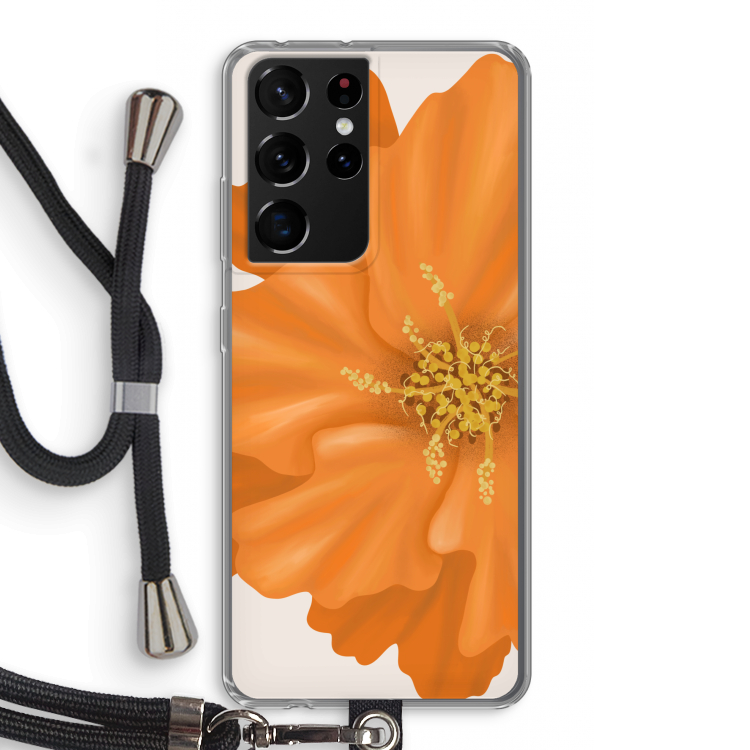Orange Ellila flower: Samsung Galaxy S21 Ultra Transparant Hoesje met koord