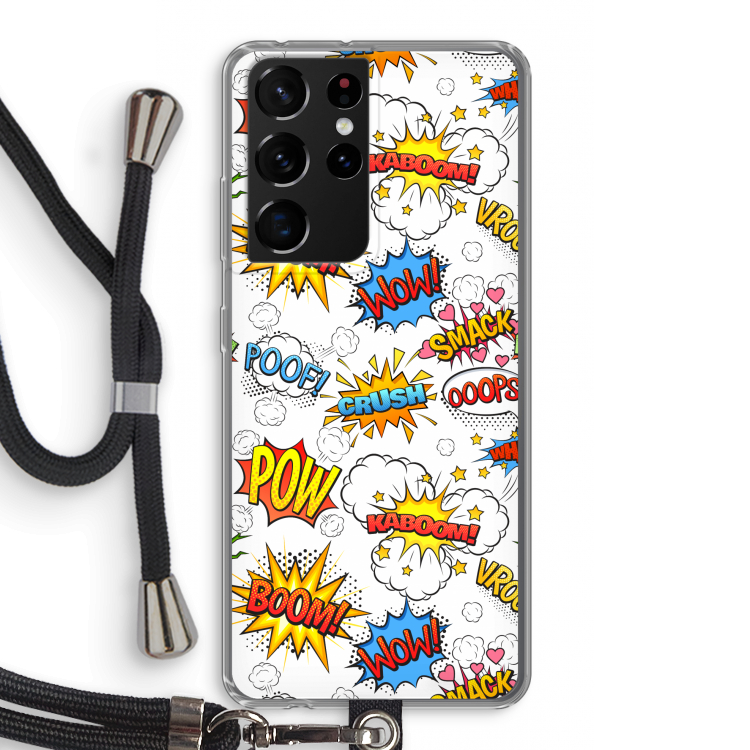 Pow Smack: Samsung Galaxy S21 Ultra Transparant Hoesje met koord