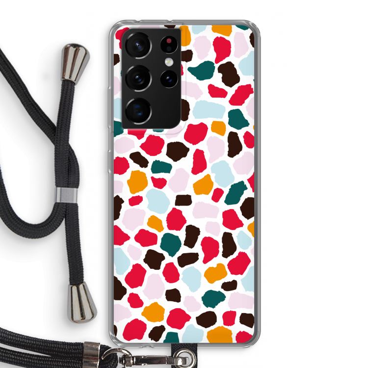 Colored Giraffe: Samsung Galaxy S21 Ultra Transparant Hoesje met koord