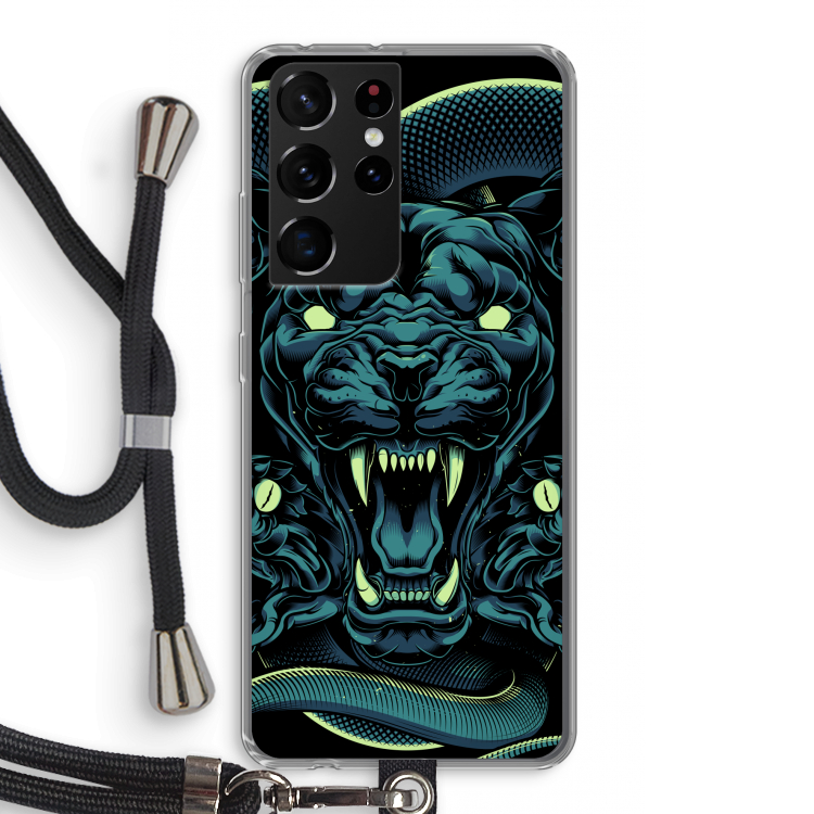 Cougar and Vipers: Samsung Galaxy S21 Ultra Transparant Hoesje met koord