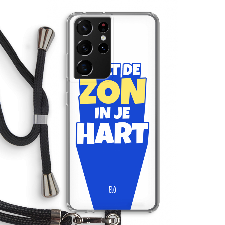 Laat de zon in je hart: Samsung Galaxy S21 Ultra Transparant Hoesje met koord
