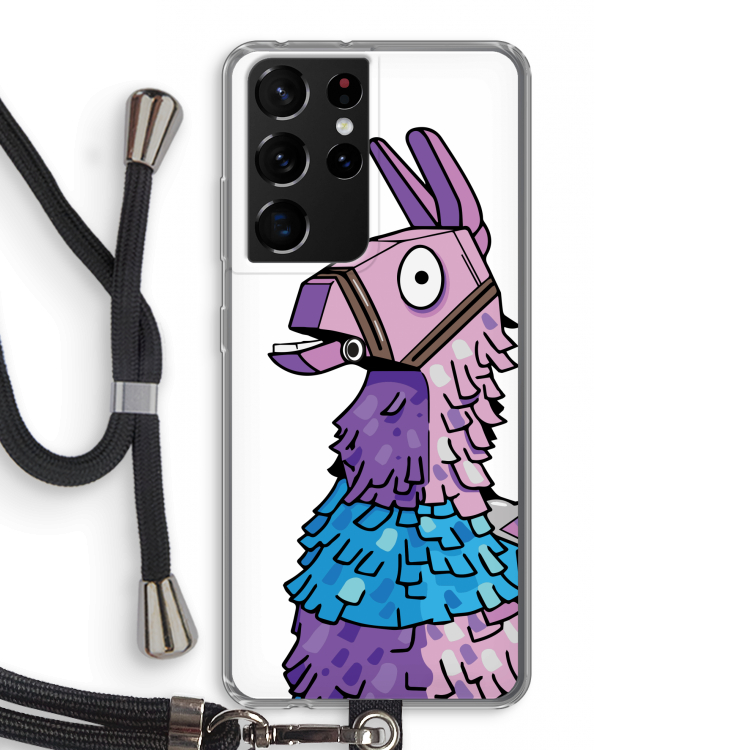 Lama: Samsung Galaxy S21 Ultra Transparant Hoesje met koord