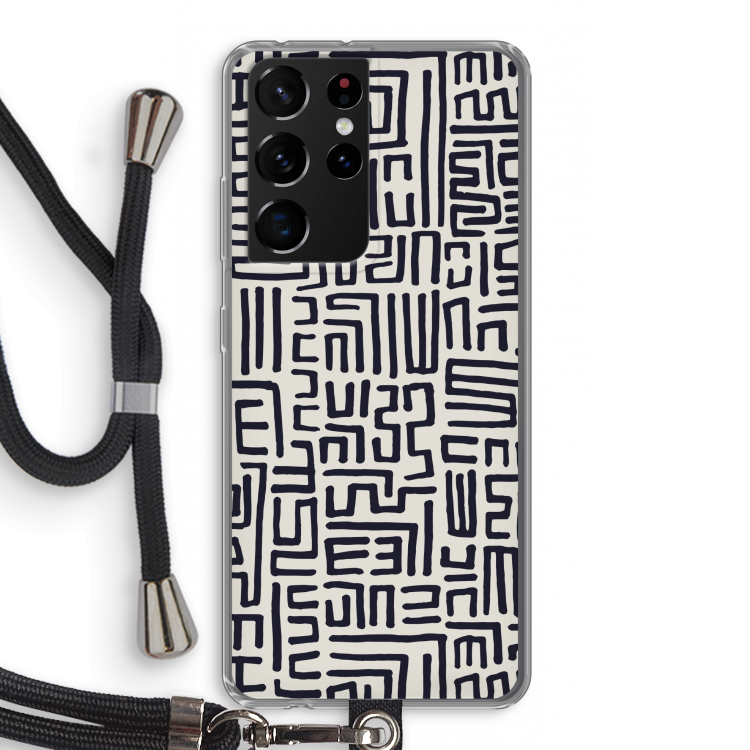 Moroccan Print: Samsung Galaxy S21 Ultra Transparant Hoesje met koord