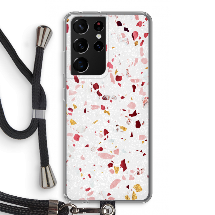 Terrazzo N°9: Samsung Galaxy S21 Ultra Transparant Hoesje met koord