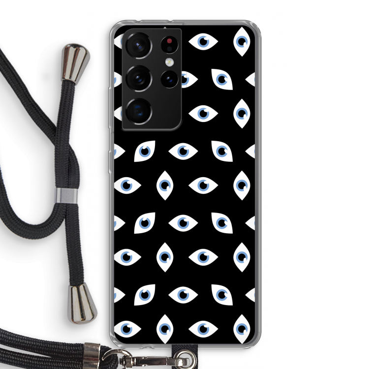 Eyes pattern: Samsung Galaxy S21 Ultra Transparant Hoesje met koord