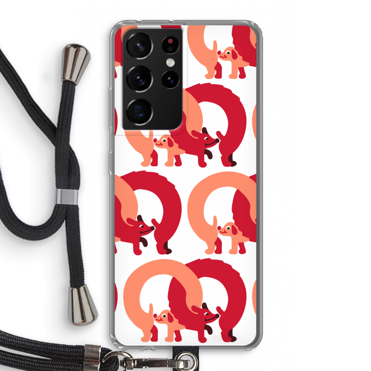 Dogs: Samsung Galaxy S21 Ultra Transparant Hoesje met koord
