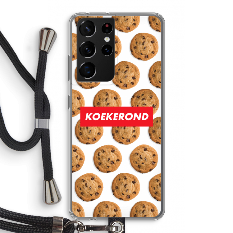 Koekerond: Samsung Galaxy S21 Ultra Transparant Hoesje met koord