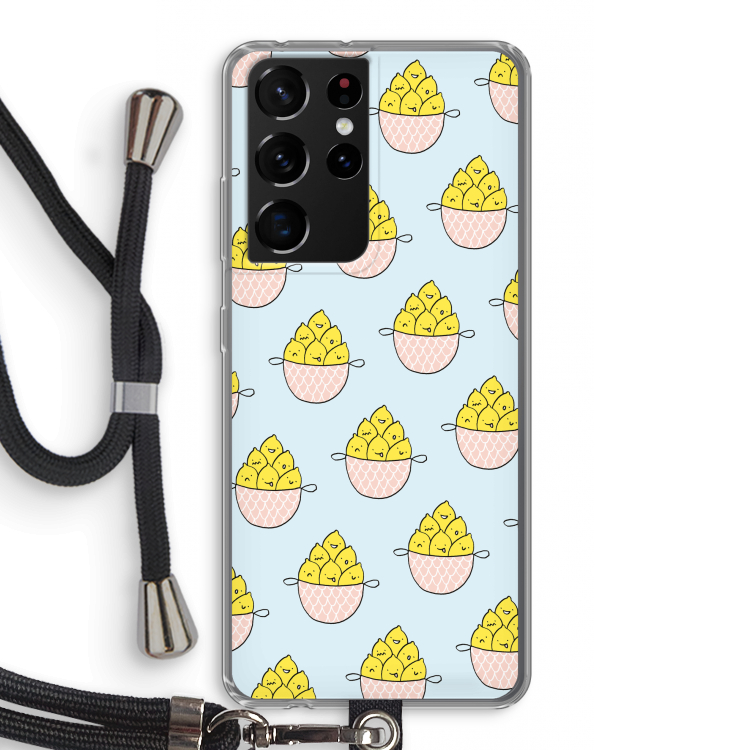 Citroenen: Samsung Galaxy S21 Ultra Transparant Hoesje met koord