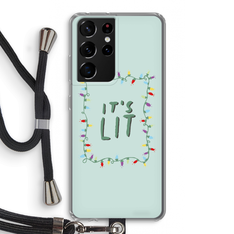 It's Lit: Samsung Galaxy S21 Ultra Transparant Hoesje met koord