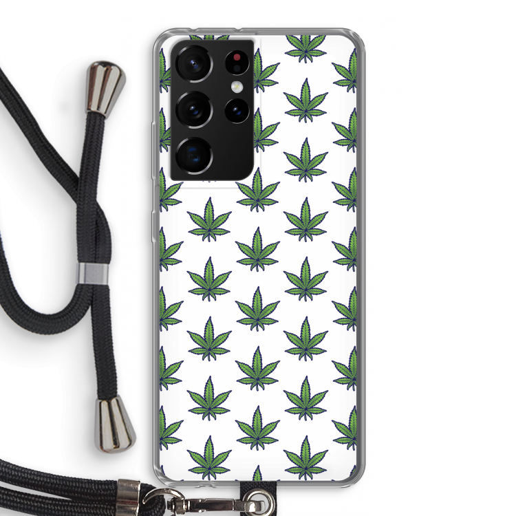 Weed: Samsung Galaxy S21 Ultra Transparant Hoesje met koord