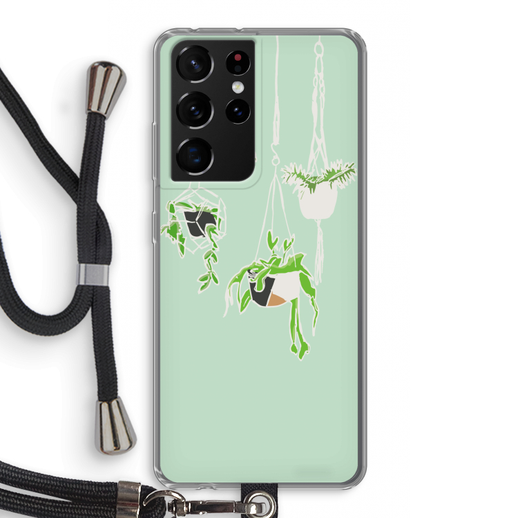Hang In There: Samsung Galaxy S21 Ultra Transparant Hoesje met koord