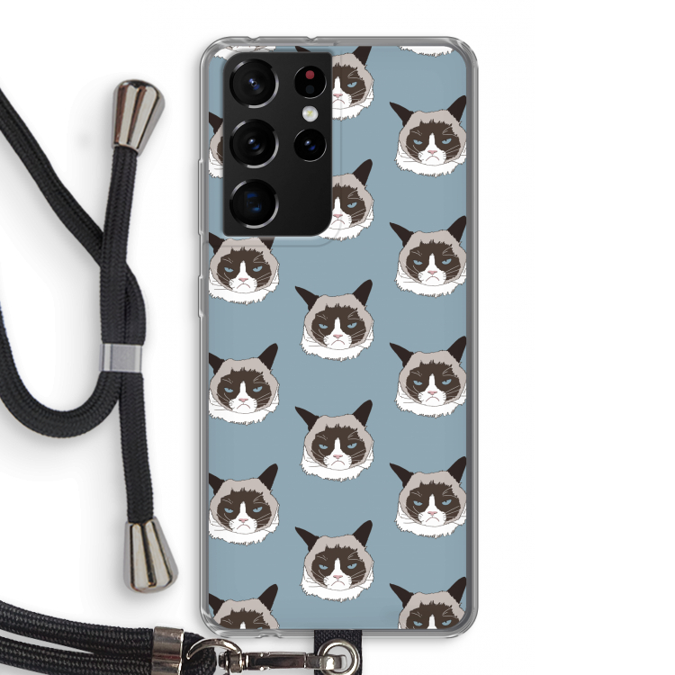 It's a Purrr Case: Samsung Galaxy S21 Ultra Transparant Hoesje met koord