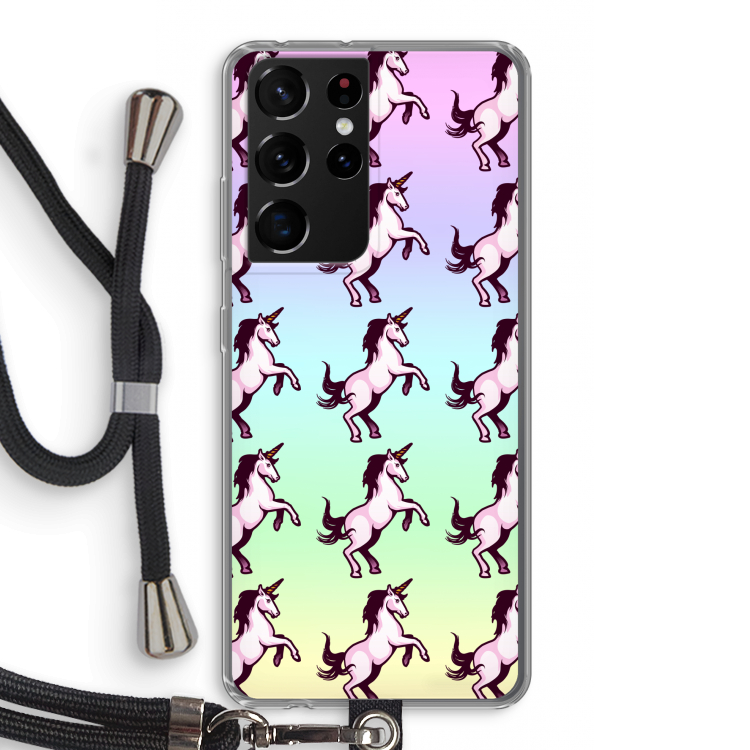 Musketon Unicorn: Samsung Galaxy S21 Ultra Transparant Hoesje met koord