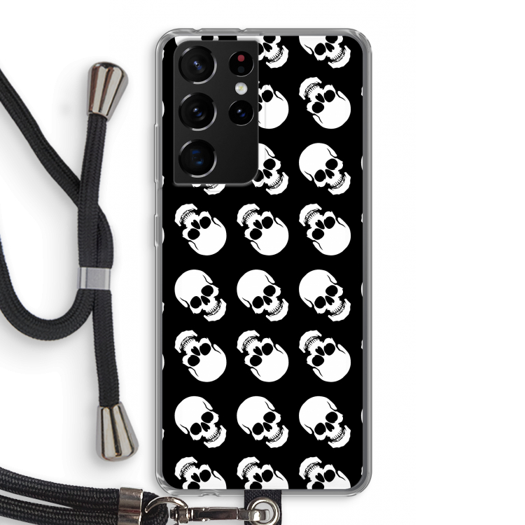 Musketon Skulls: Samsung Galaxy S21 Ultra Transparant Hoesje met koord