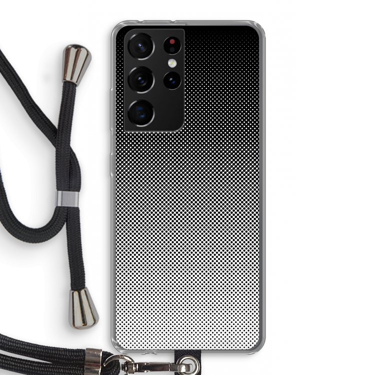 Musketon Halftone: Samsung Galaxy S21 Ultra Transparant Hoesje met koord