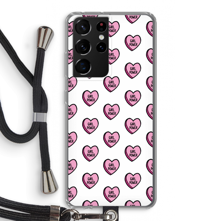 GIRL POWER: Samsung Galaxy S21 Ultra Transparant Hoesje met koord