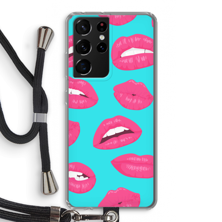 Bite my lip: Samsung Galaxy S21 Ultra Transparant Hoesje met koord
