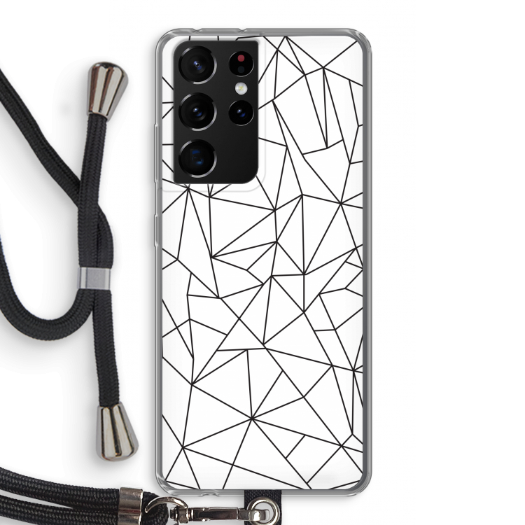 Geometrische lijnen zwart: Samsung Galaxy S21 Ultra Transparant Hoesje met koord