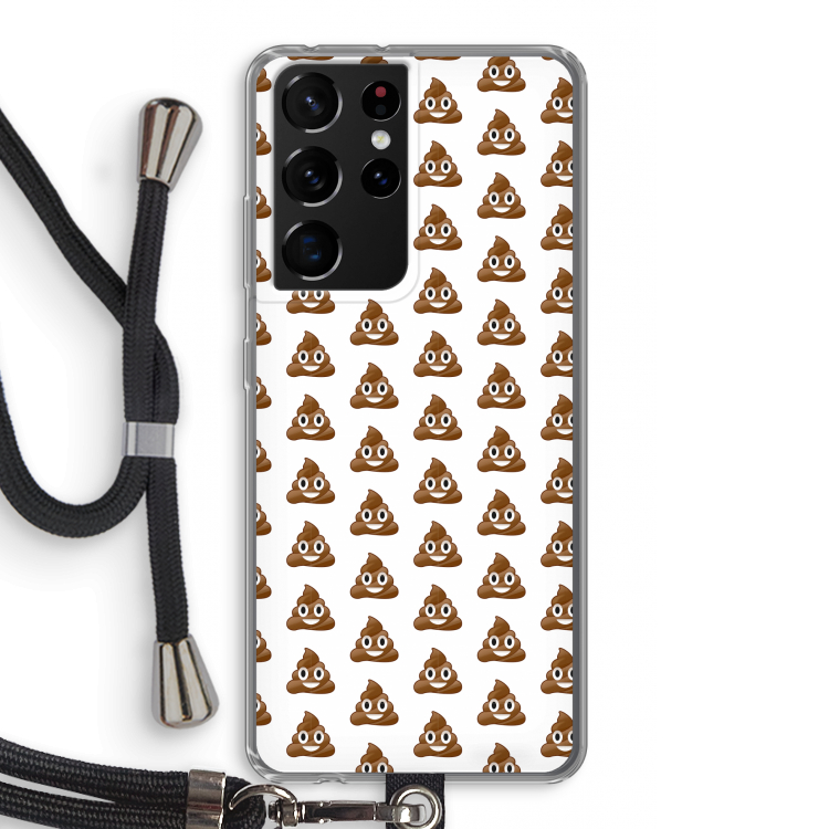 Poop emoji: Samsung Galaxy S21 Ultra Transparant Hoesje met koord